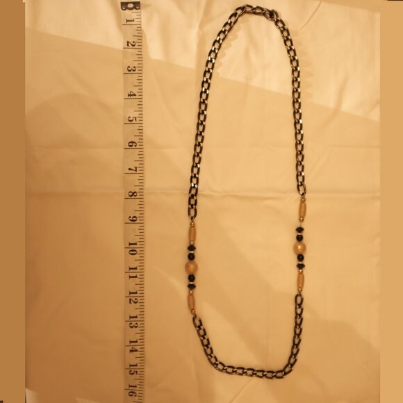COPY - Netal link geometric shaped beads long sweater Necklace - Picture 2 of 6